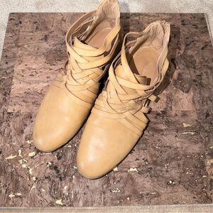 Maurices Woven Tan Ankle Booties